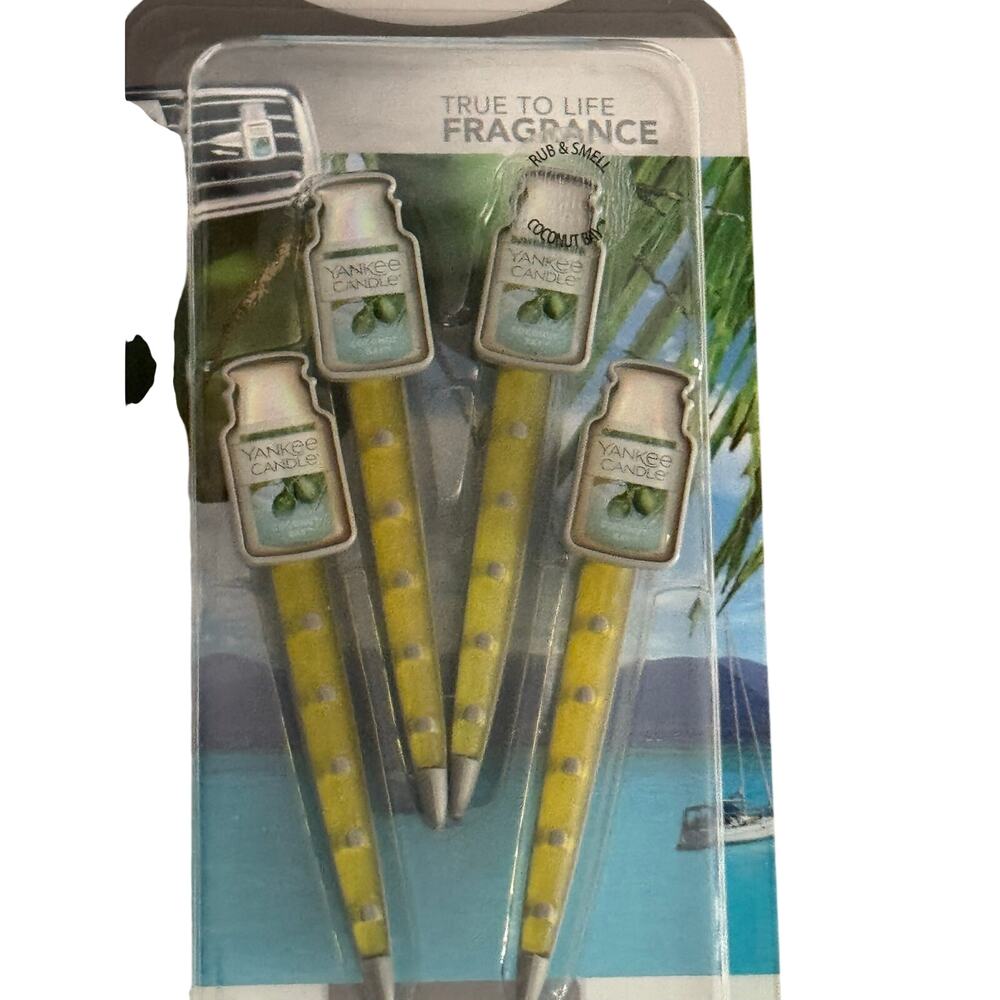 NIP Yankee Candle Coconut Bay Car Vent Sticks Air Freshener 4 Pack - Picture 2 of 3